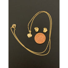 Load image into Gallery viewer, 18K Gold Necklace Chain 18&quot; Heart Pendant with Earrings Set 1.49 grams - Rafant
