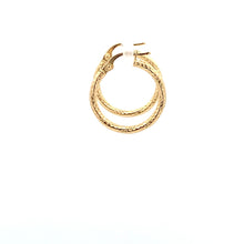 Load image into Gallery viewer, 18K Yellow Gold Earrings Hoops Small Textured 1.20 grams - Rafant
