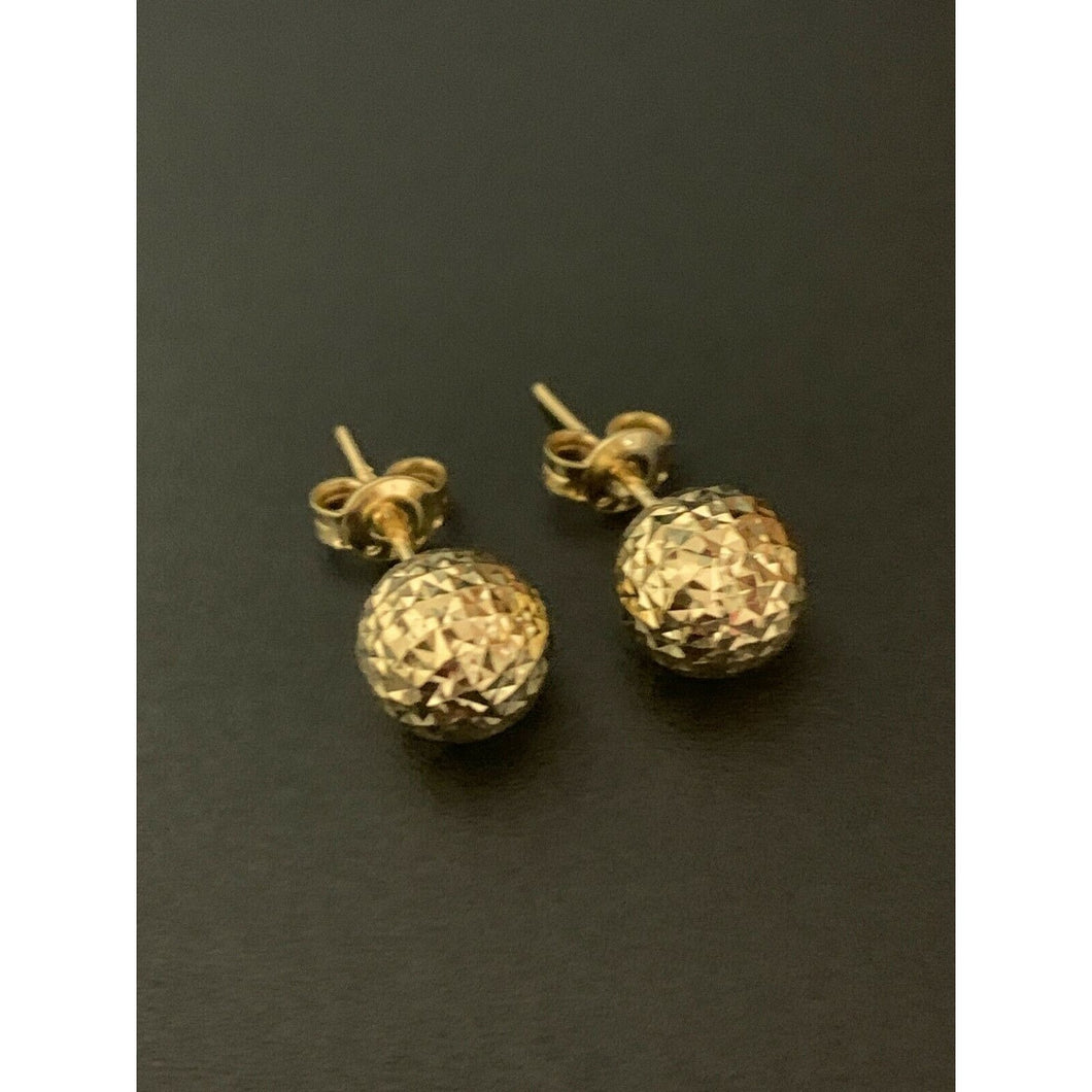 18K Saudi Gold Stud Ball  Earrings - Rafant