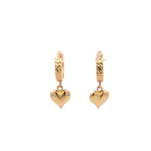 Load image into Gallery viewer, 18K Yellow Gold Earrings Huggie Dangling Heart 1.75 grams - Rafant
