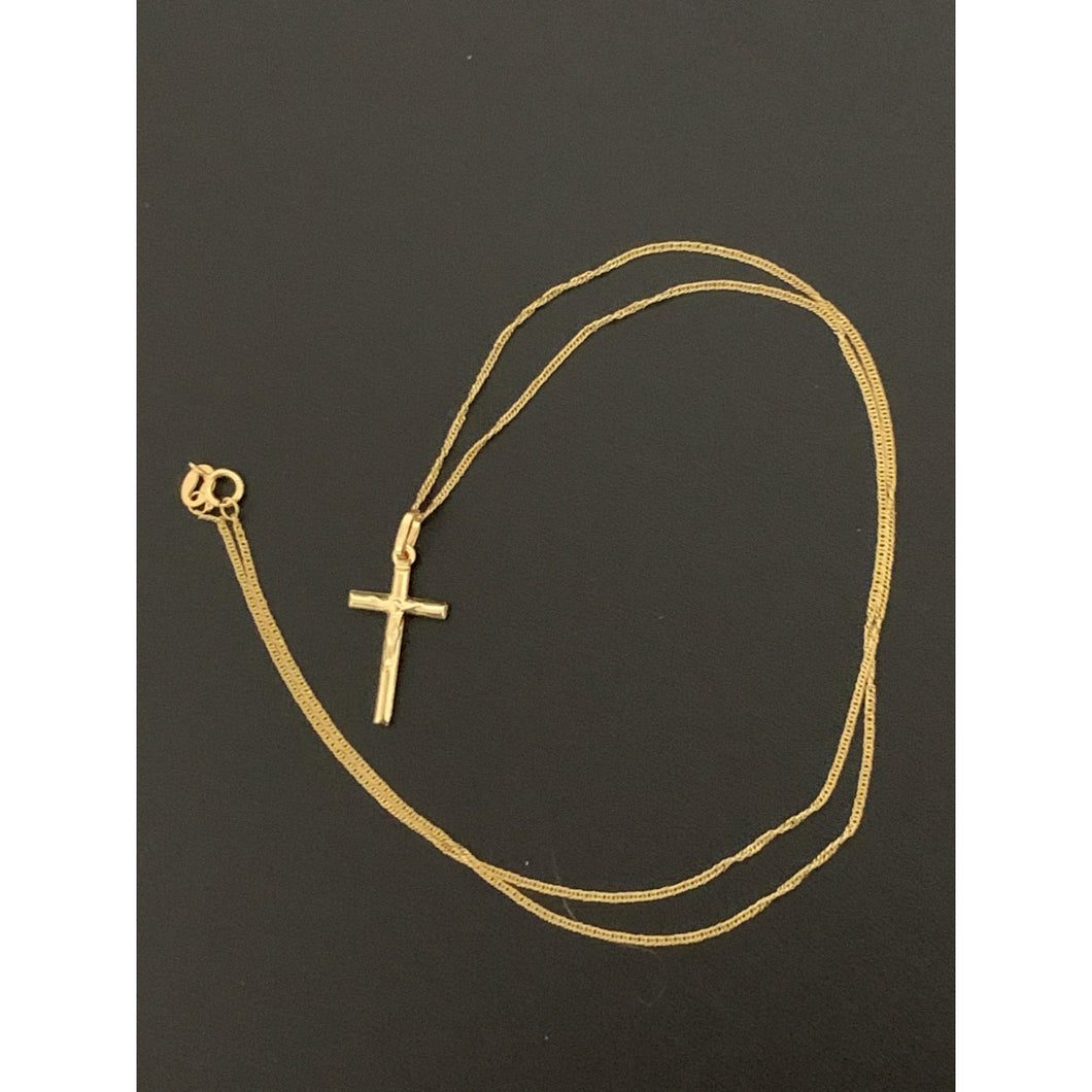 18K Gold Necklace Chain 18 inches Cross Pendant 1.44 grams - Rafant
