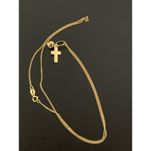 Load image into Gallery viewer, 18K Gold Necklace Chain 17.75&quot; Curb with Cross Heart Pendant 1.53 grams - Rafant

