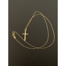 Load image into Gallery viewer, 18K Saudi Gold Necklace Box Chain 17.75&quot; with Cross Pendant 1.41 grams - Rafant
