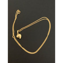 Load image into Gallery viewer, 18k Gold Necklace Curb Chain 17.75 inches with Puffed Heart Pendant - Rafant
