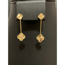 Load image into Gallery viewer, 18K Gold Earrings Clover Post Dangling 2.91 grams - Rafant
