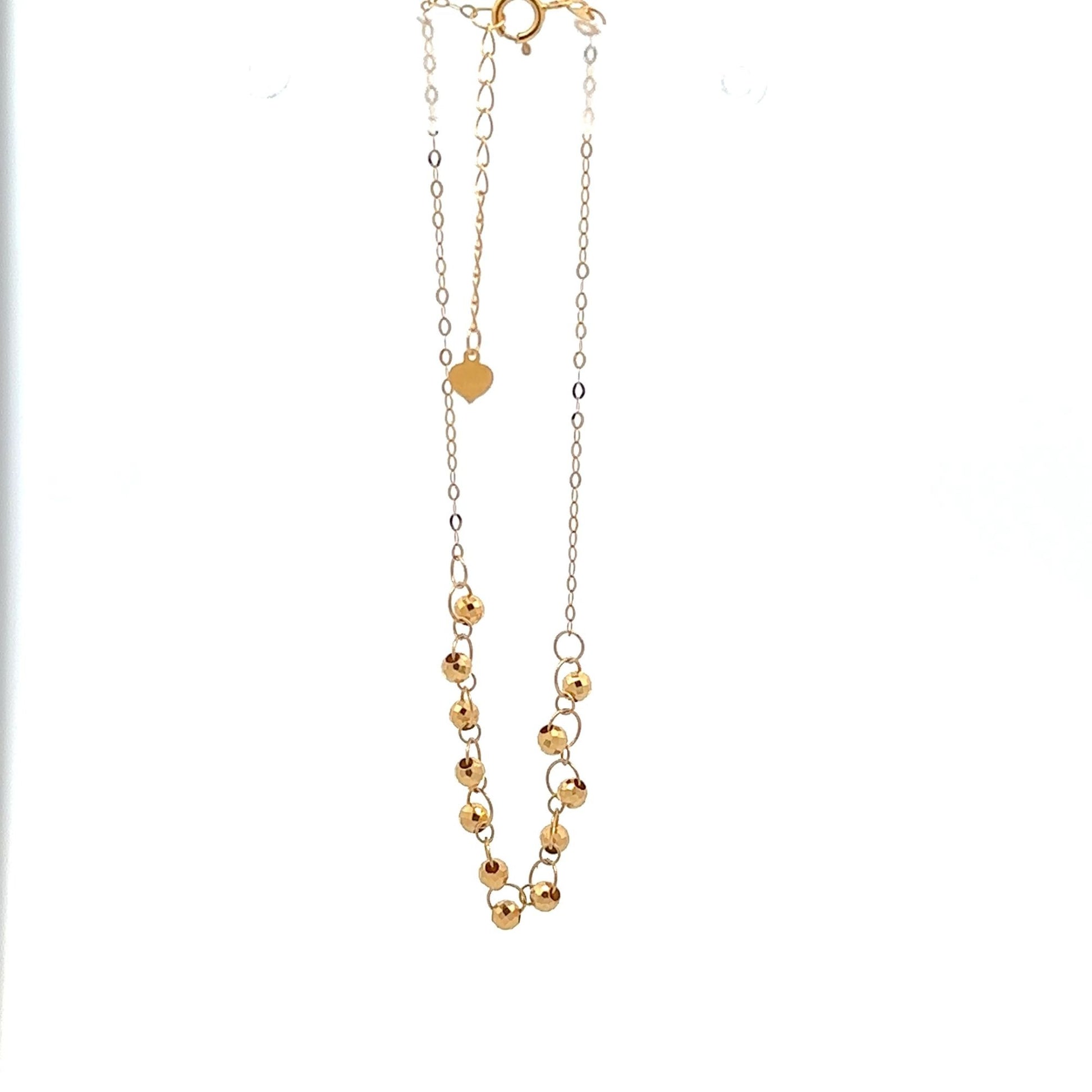 18K Gold Bracelet 6 inches plus 1 inch Tiny Beads 0.68 grams - Rafant