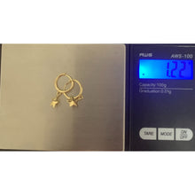 Load image into Gallery viewer, 18K Gold Earrings Hoops Star Charm 1.22 grams Small - Rafant
