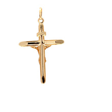 Load image into Gallery viewer, 18K Yellow Gold Pendant Cross Jesus Christ Religious 1.32 grams - Rafant
