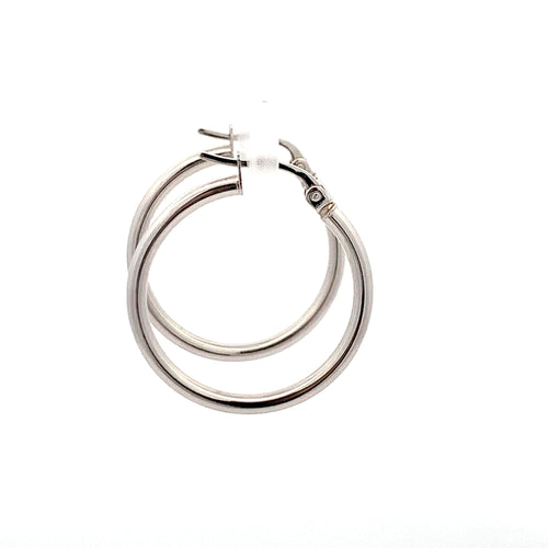 18K White Gold Earrings Hoops 1.26 grams - Rafant