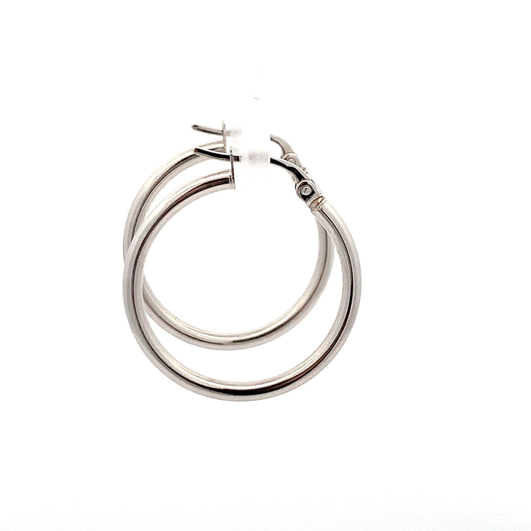 18K White Gold Earrings Hoops 1.26 grams - Rafant