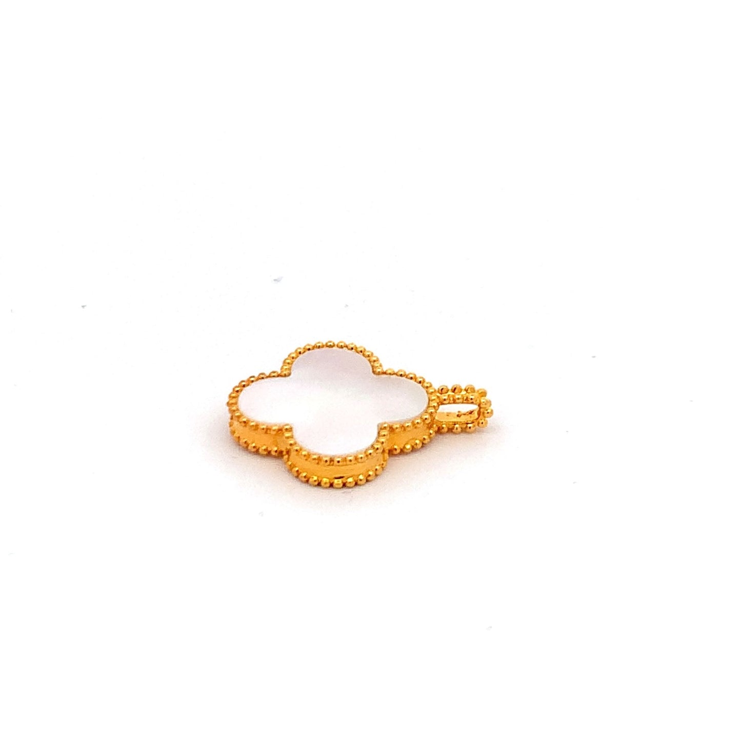 18K Yellow Gold Pendant Mother of Pearl Good Luck Charm 1.19 grams - Rafant