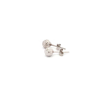 Load image into Gallery viewer, 18K White Gold Earrings Stud Balls Textured 0.83 grams Small - Rafant
