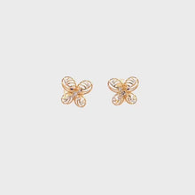 Load and play video in Gallery viewer, 18K Gold Earrings Flower Yellow White 1.27 grams
