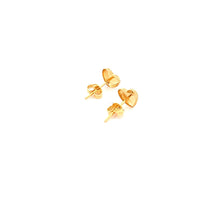 Load image into Gallery viewer, 18K Yellow Gold Earrings Heart Stud Textured Small 1.04 grams - Rafant
