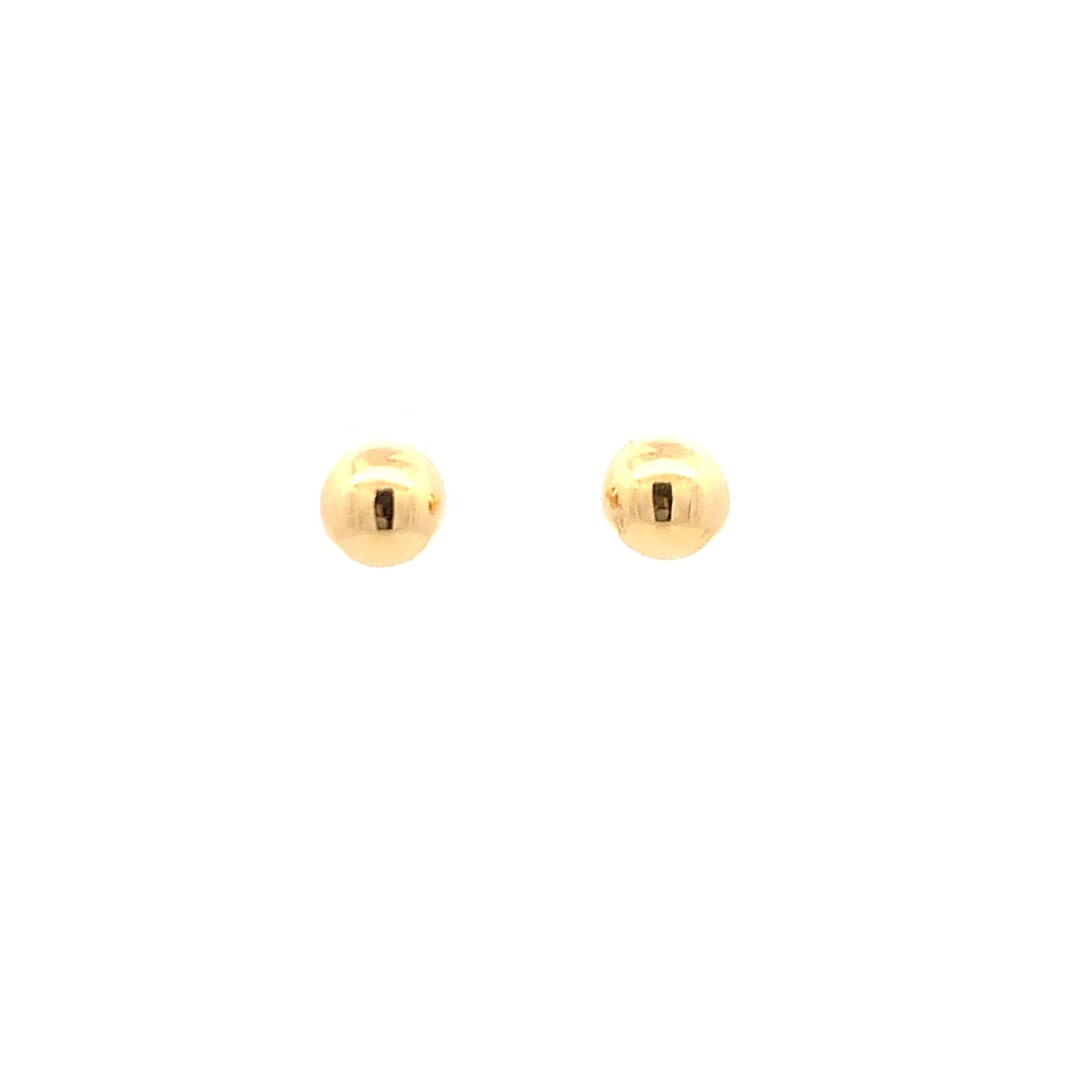 18K Yellow Gold Earrings Stud Ball Polished 1.33 grams - Rafant