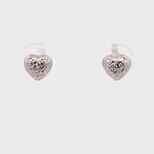 Load and play video in Gallery viewer, 18K White Gold Earrings Stud Heart Textured
