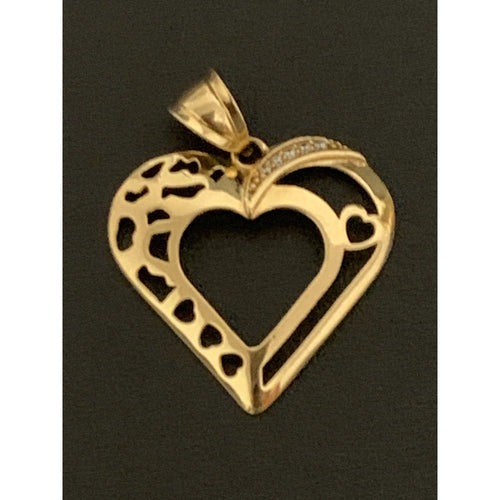 18K Gold Pendant Heart Pendant Cubic Zirconia 1.65 grams - Rafant