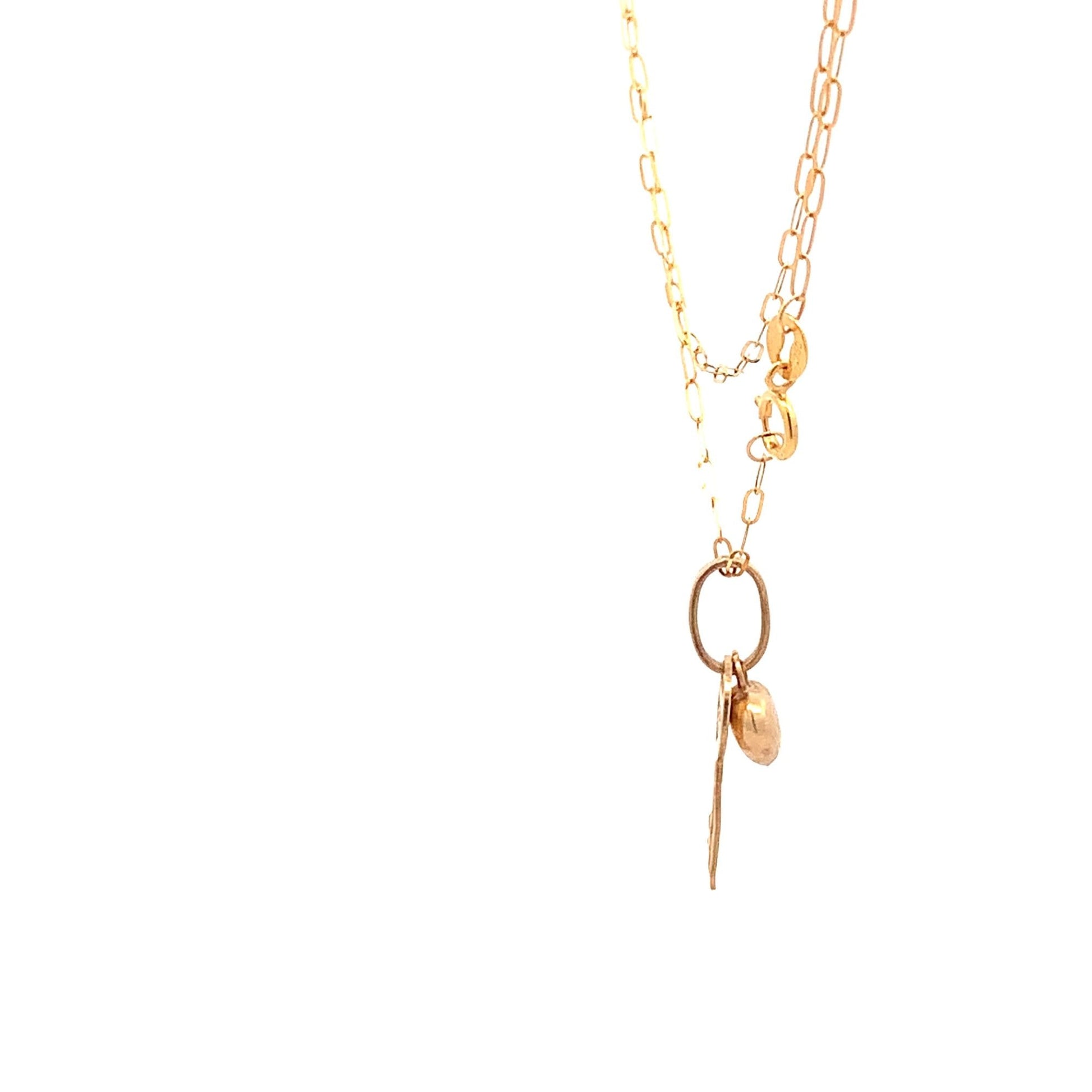18K Yellow Gold Necklace Chain 18 inches Heart Pendant 1.53 grams - Rafant