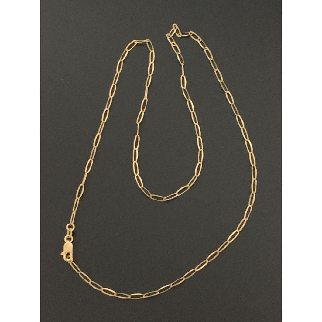 18K Gold Necklace Chain Only Paper Clips 17.75 inches 2.76 grams - Rafant