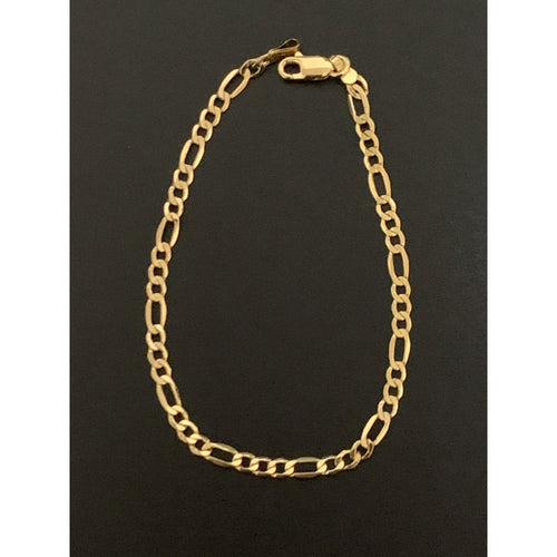 18K Saudi Gold Figaro Chain Link Bracelet Size 7.5 Inches - Rafant