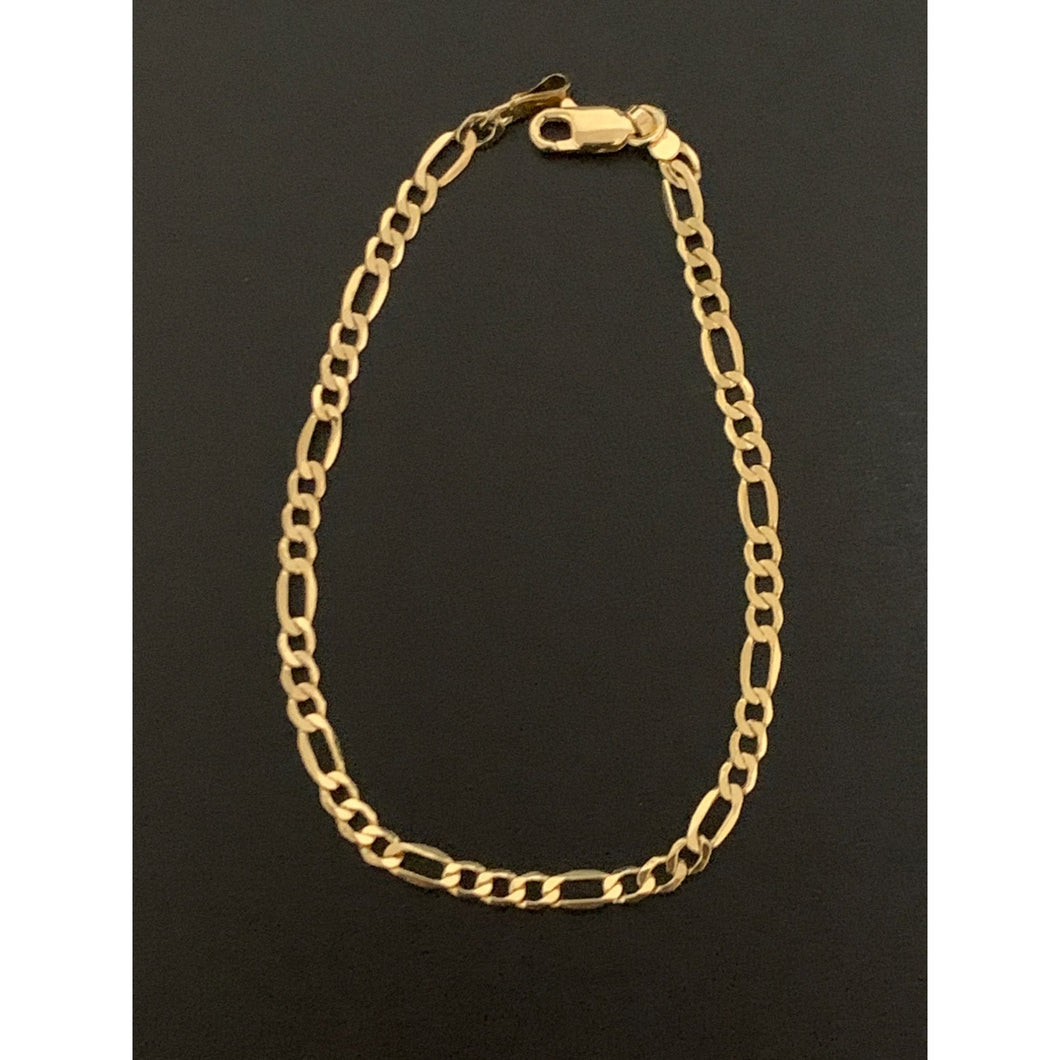 18K Saudi Gold Figaro Chain Link Bracelet Size 7.5 Inches - Rafant