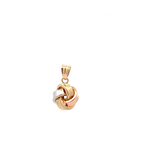 18K Gold Pendant Knot Tricolor White Yellow Rose Gold 1.10 grams - Rafant