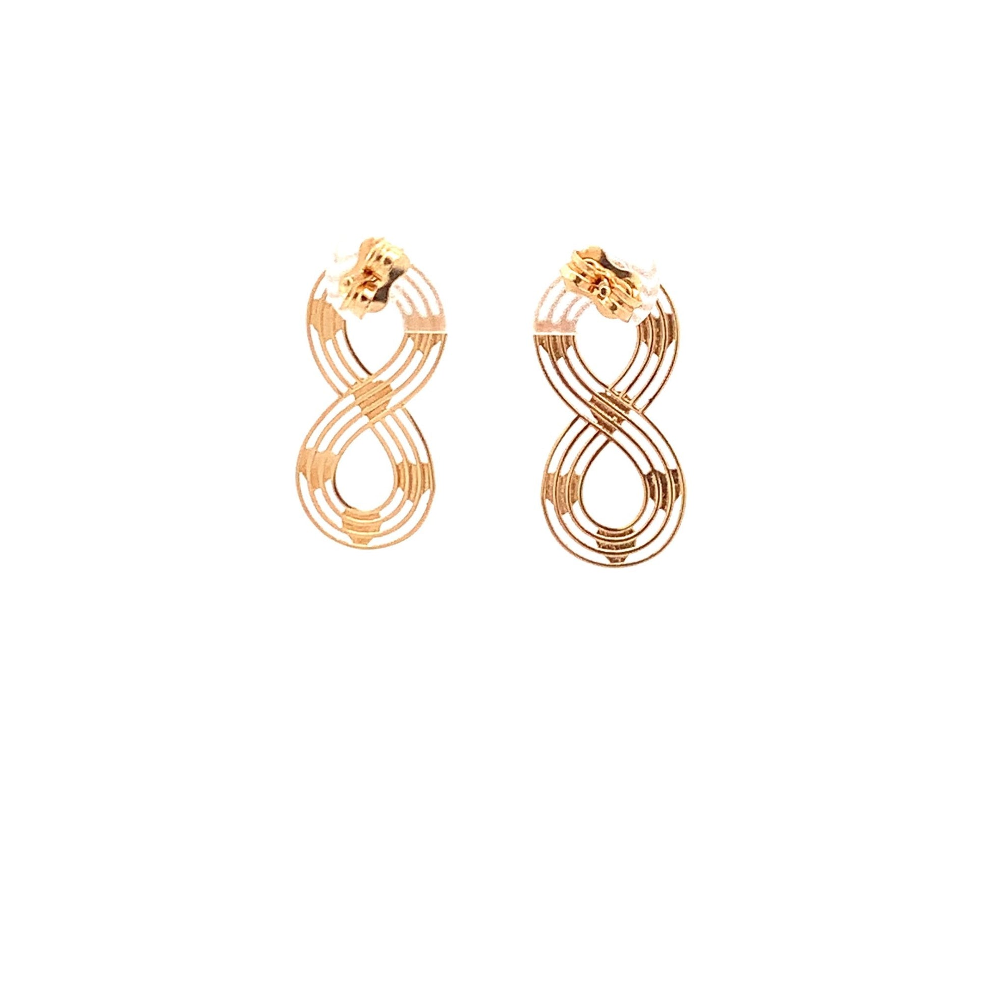 18K Gold Earrings Infinity Post White Yellow Gold 2.12 grams - Rafant