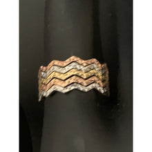 Load image into Gallery viewer, 18K Gold Ring Wave Tricolor Yellow White Rose Gold 1.70 grams Size 6 - Rafant
