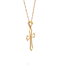 Load image into Gallery viewer, 18K Gold Necklace Chain 17.75 inches Pendant Cross Religious 1.14 grams - Rafant
