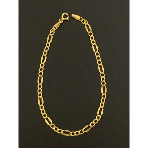 18K Gold Bracelet Figaro 7 inches 1.44 grams - Rafant