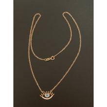 Load image into Gallery viewer, 18K Gold Necklace Chain Evil Eye Cubic Zirconia 16 inches Rose Gold 1.83 grams - Rafant
