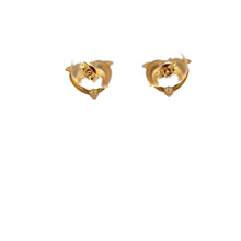 Load image into Gallery viewer, 18K Gold Earrings Stud Dolphins Small 0.66 grams - Rafant
