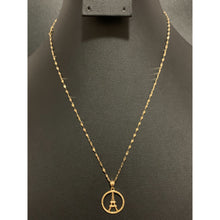 Load image into Gallery viewer, 18K Gold Necklace Chain 17.75&quot; with Round Circle Eiffel Tower Pendant - Rafant
