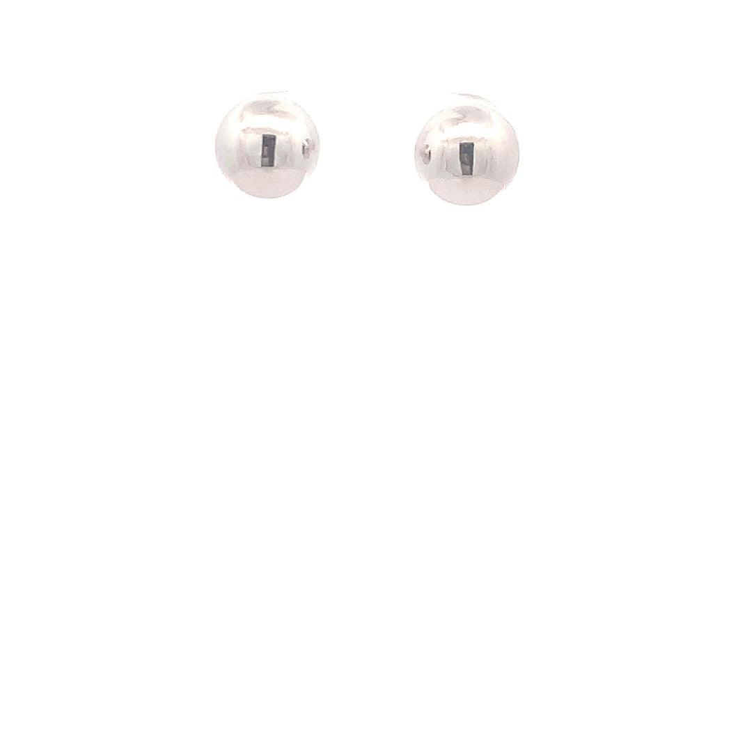 18K White Gold Earrings Stud Balls Polished 1.63 grams - Rafant