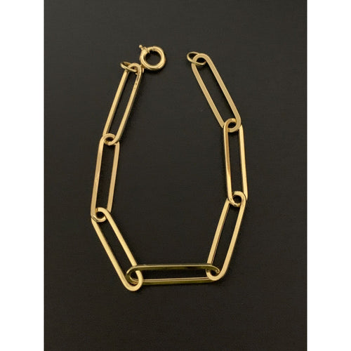 18K Gold Bracelet Paperclip Large Links 7 inches 2.95 grams - Rafant