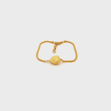 Load and play video in Gallery viewer, 21K Gold Bracelet Puffed Heart Size 6.5 inches plus One Inch Extension

