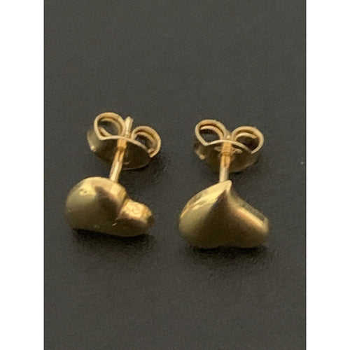 18K Gold Earrings Stud Heart with Defects 1.07 grams - Rafant