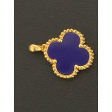 Load image into Gallery viewer, 18K Gold Pendant Blue Lapis Clover Flower Pendant 1.20 grams - Rafant
