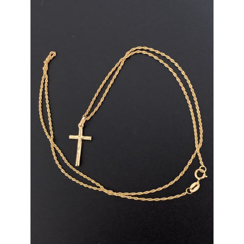 18K Gold Necklace Chain 20 inches with Jesus Christ Pendant 1.66 grams - Rafant