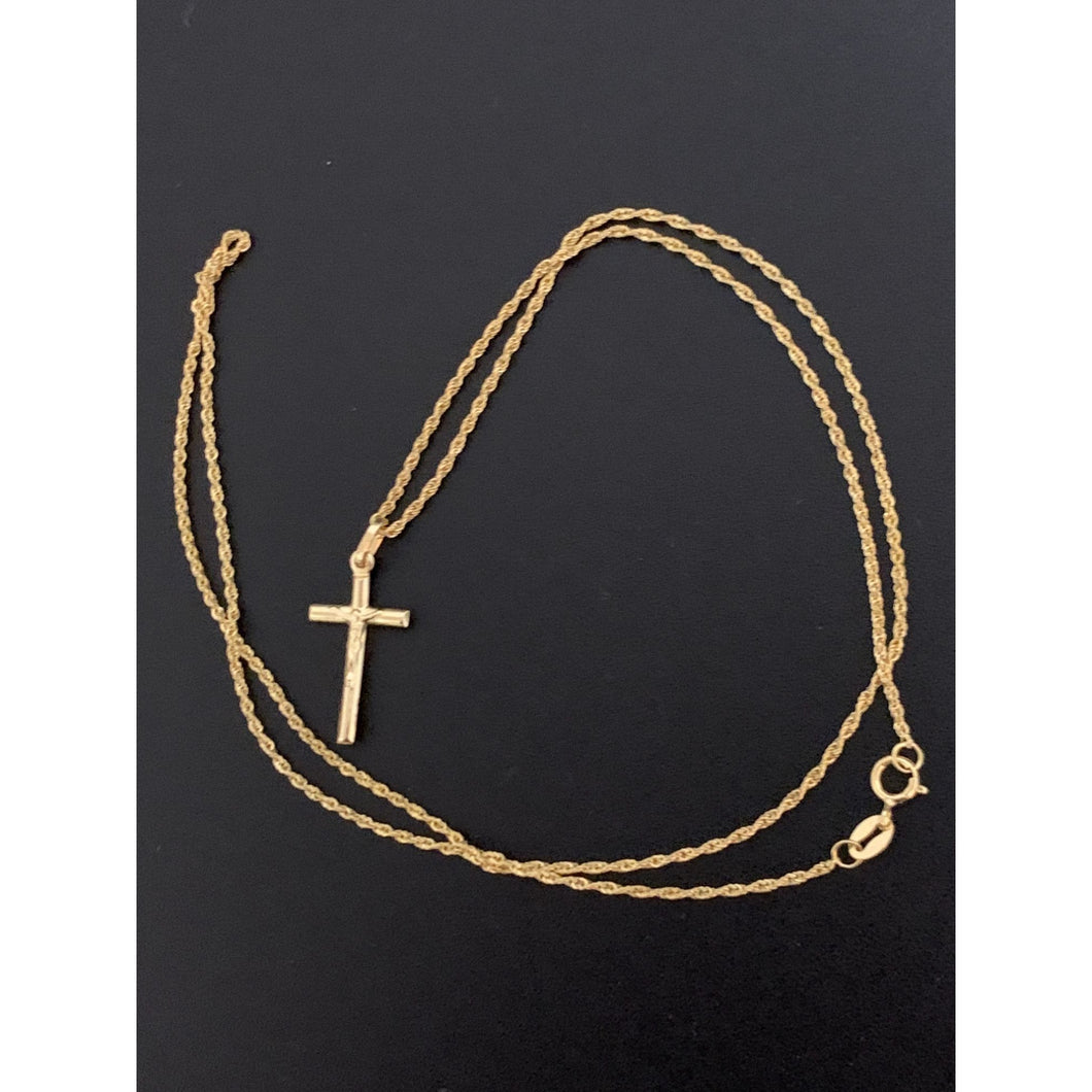 18K Gold Necklace Chain 20 inches with Jesus Christ Pendant 1.66 grams - Rafant