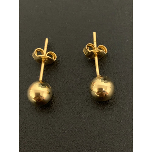 18K Gold Earrings Stud Balls Small 1.62 grams - Rafant