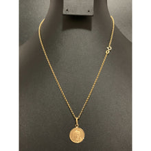 Load image into Gallery viewer, 18K Gold Necklace  Rolo Chain 17.50 inches with Mother Mary Round Pendant 2.35 grams - Rafant
