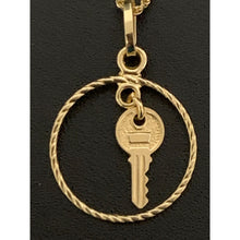 Load image into Gallery viewer, 18K Gold Necklace Chain 18&quot; With Circle Round Key Pendant 2.26 grams - Rafant
