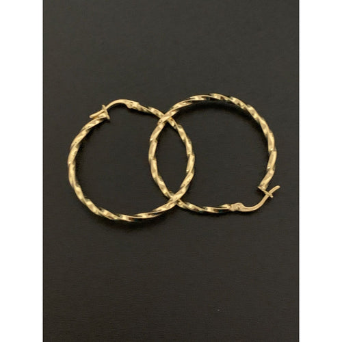 18K Gold Earrings Hoops Loops Spiral - Rafant