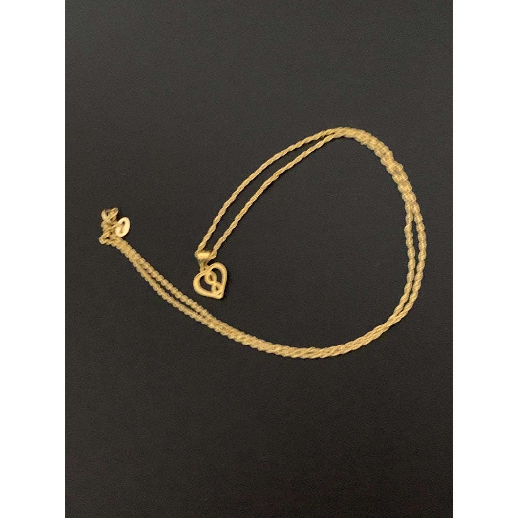 18K Gold Necklace Chain 18 inches with Heart Infinity Pendant Small 1.34 grams with Defects Chain Has Kinks - Rafant