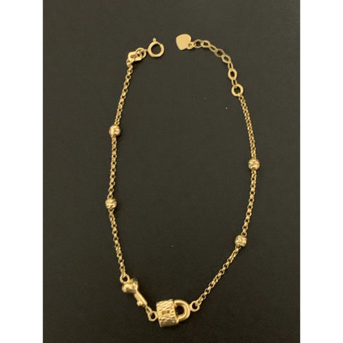 18K Gold Bracelet Key Lock Bead Charms Size 6.5 inches plus one inch extension 2.61 grams - Rafant
