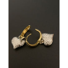Load image into Gallery viewer, 18K Gold Earrings Hoops Heart Dangling White Yellow Gold 2.77 grams - Rafant
