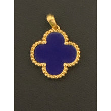 Load image into Gallery viewer, 18K Gold Pendant Blue Lapis Clover Flower Pendant 1.20 grams - Rafant
