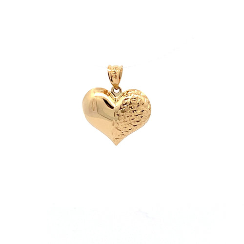 18K Yellow Gold Pendant Puffed Heart 1.53 grams - Rafant