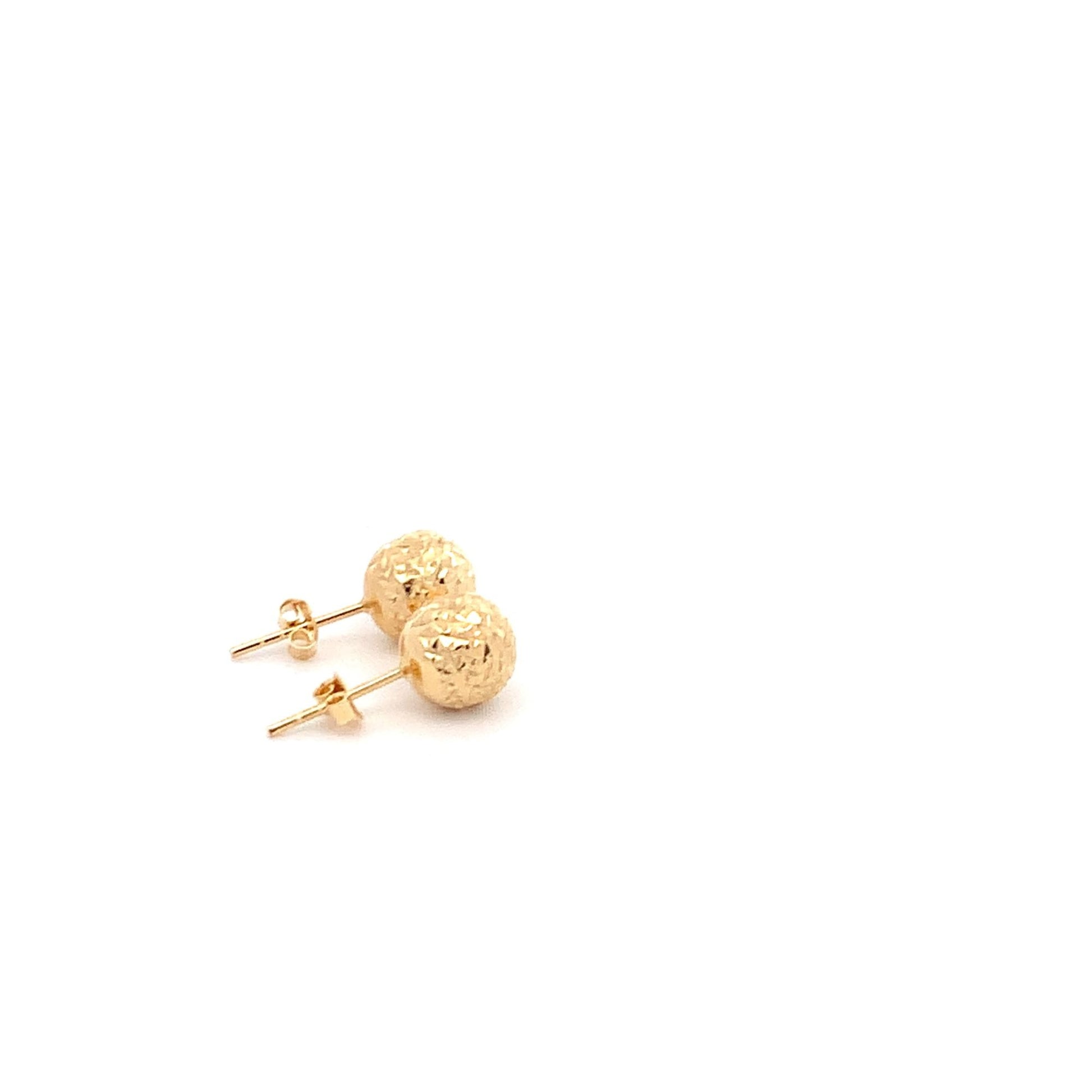 18K Yellow Gold Earrings Stud Ball Textured 1.44 grams - Rafant
